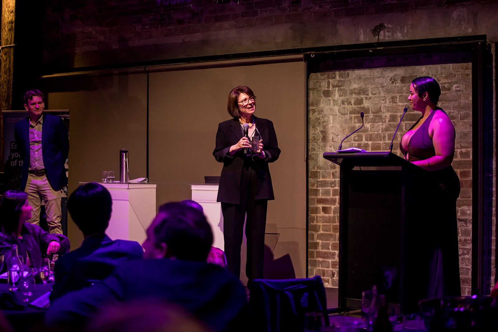 2025 Sydney Young Entrepreneur Awards Gala dinner Winners accepting trophies on stage at the 2025 Sydney Young Entrepreneur Awards